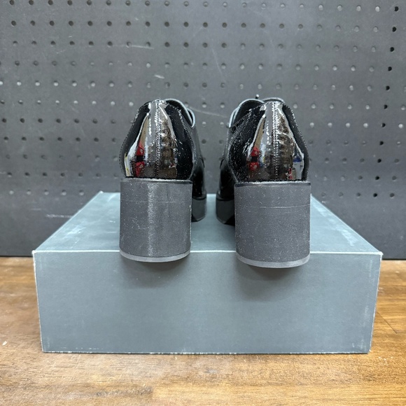 New W/ Box! Women's Eileen Fisher Black Patent Judd High Block Heel Size 8.5 - Picture 4 of 5